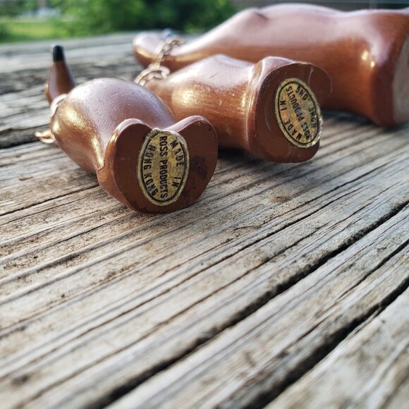 Vtg Mid Century Wood Penguin/duck Trio Linked w/Chain Rhinestone Eyes Hong Kong - Picture 12 of 12